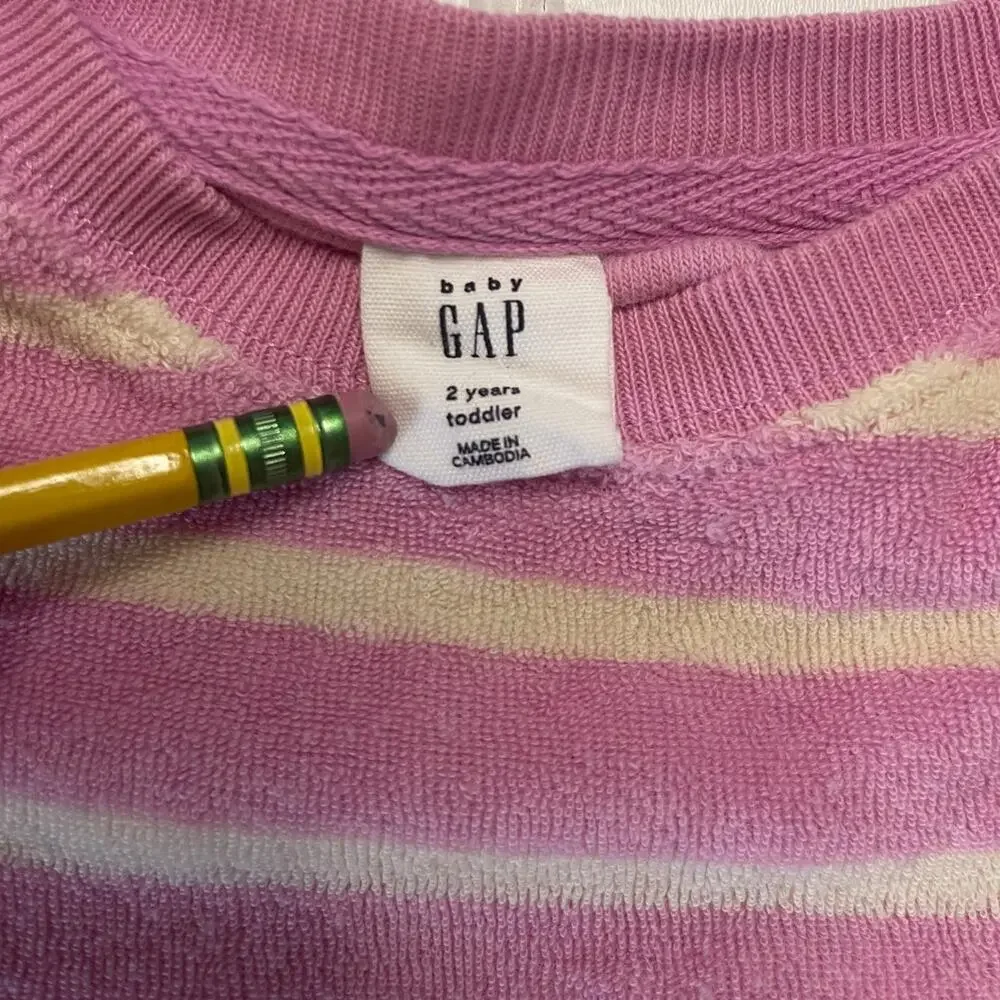 Baby Gap Toddler Towel Terry‎ Cloth T Shirt Top Striped Pinks Size Girls 2T